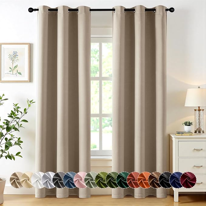 MIULEE Blackout Curtains for Bedroom 2 Panels 40 x 84 Inch Long Taupe | Thermal by MIULEE