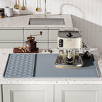 Silicone Coffee mat 24''x16'' – Non-Slip Bar Mat with Detachable Drying Layer for Espresso Machines, Countertops & Dish Racks