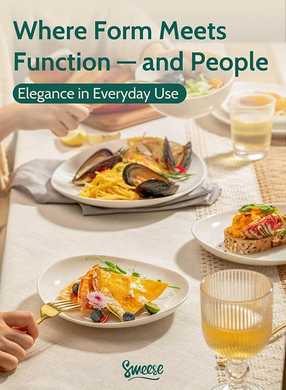 Sweese Porcelain 7.8 Inch Dessert Plates Set of 6 - White Salad Plates, Appetizer Plates, Small Plates - Dishwasher, Microwave, Oven Safe, Smooth Glaze, Scratch Resistant