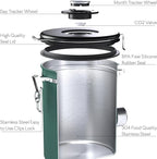 38oz / 22oz Coffee Canister – Airtight Stainless Steel Storage Container with Date Tracker & Scoop, Sealed Jar for Grounds, Beans, Tea, Flour, Cereal, and Sugar (Green Vibes, 22OZ)