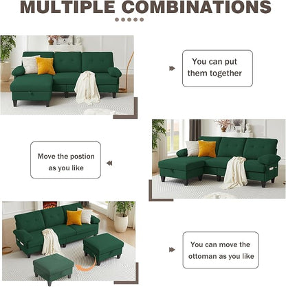 Sectional Sofa Couch for Living Room, Deep 3-Seater L Shaped Couches - Image 6