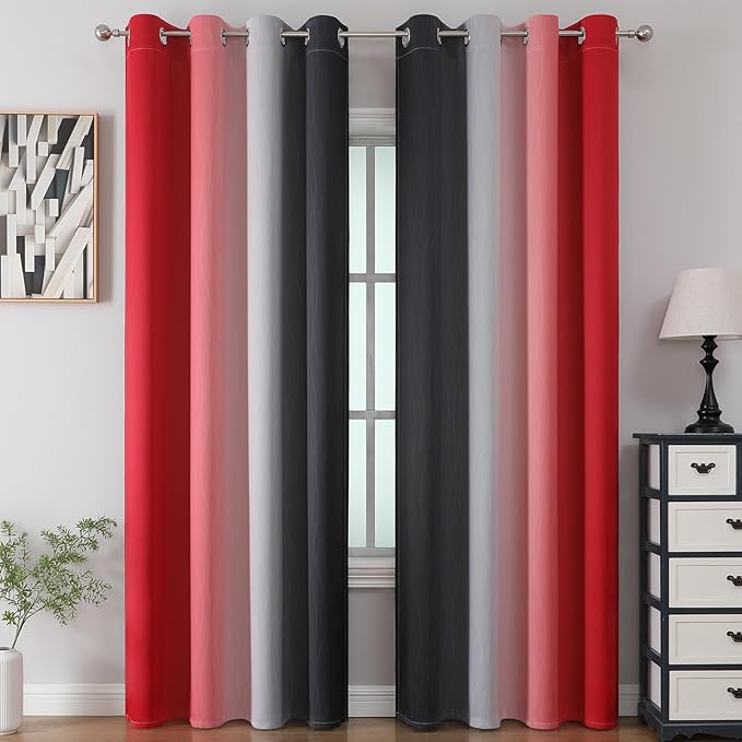 Red and Black Ombre Blackout Curtains - Image 2
