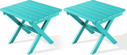SERWALL Folding Outdoor Side Table Set of 2, Portable Adirondack Side Table by SERWALL