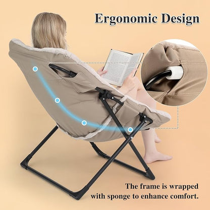 Comfy Saucer Chair for Adults, Soft Faux Fur Bedroom Chair, Accent Dorm Chairs - Image 6