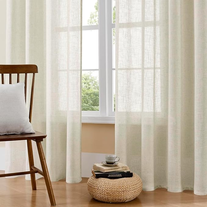 Joydeco Linen Curtains 108 Inch Length 2 Panel Sets, Light Filtering Curtains - Image 2
