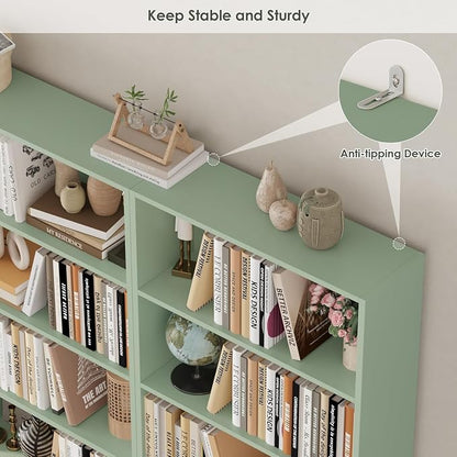 FOTOSOK 6-Tier Open Bookcase and Bookshelf Set of 2, Freestanding Display - Image 6