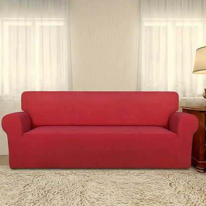 PureFit Stretch Couch Covers for Sofa Large Sofa Slipcovers Red | 1-Piece Sofa - Image 2