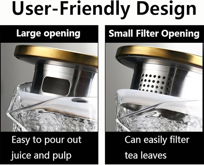 Xrrxy 2L/68oz Water Pitcher Glass Pitcher with Lid and Handle, Heat/Cold Resistant Borosilicate Glass Water Carafe for Coffee, Lemonade, Iced Tea,Beverage, Water Glass Jug