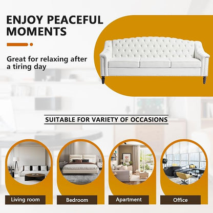 LEVNARY Mid-Century Modern Velvet Sofa, Chesterfield Couch Sleeper Settee - Image 4