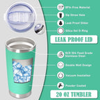 20 oz Tumbler Coffee Tavel Tumblers Bulk with Lid Stainless Steel Double Wall Vacuum Insulated Mug Powder Coated Cups fit Car Cupholder for Hot and Cold - Light Blue, 1Pack