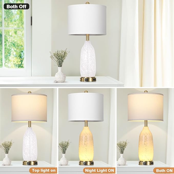 Rinweey 26" Modern Clear Glass Table Lamps Set of 2, Nightstand Lamp - Image 5