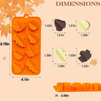 3Pack Fall Chocolate Mold.Maple Leaf Silicone Candy Mold Thanksgiving Ice Cube Molds Autumn Theme Thanksging Baking Molds for Jello Soap Candle Cake Cupcake Decoraion