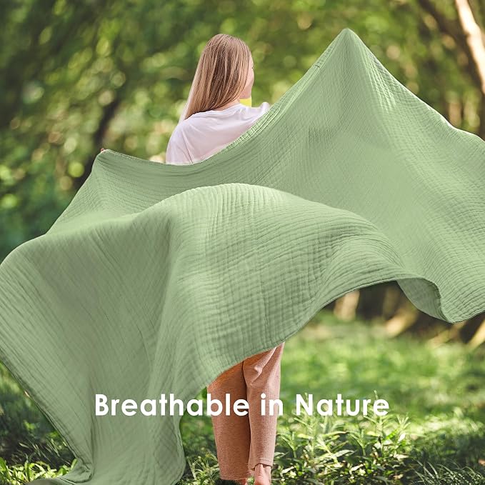 EMME Muslin Blankets for Adults Throw Blanket for Couch Breathable Gauze Soft - Image 6