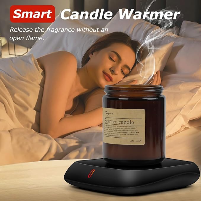 PUSEE Large Candle Warmer Plate with 6H Auto Shut Off, Coffee Mug Warmer with 3 Temp Settings,Wax Candle Warmer Safely Releases Scents Without a Flame,Tea Cup Warmer for Desk in Your Home & Office