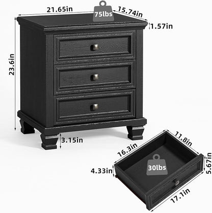 SAVOR LIFE Farmhouse Nightstand Set of 2, Rustic Couch End Table - Image 2