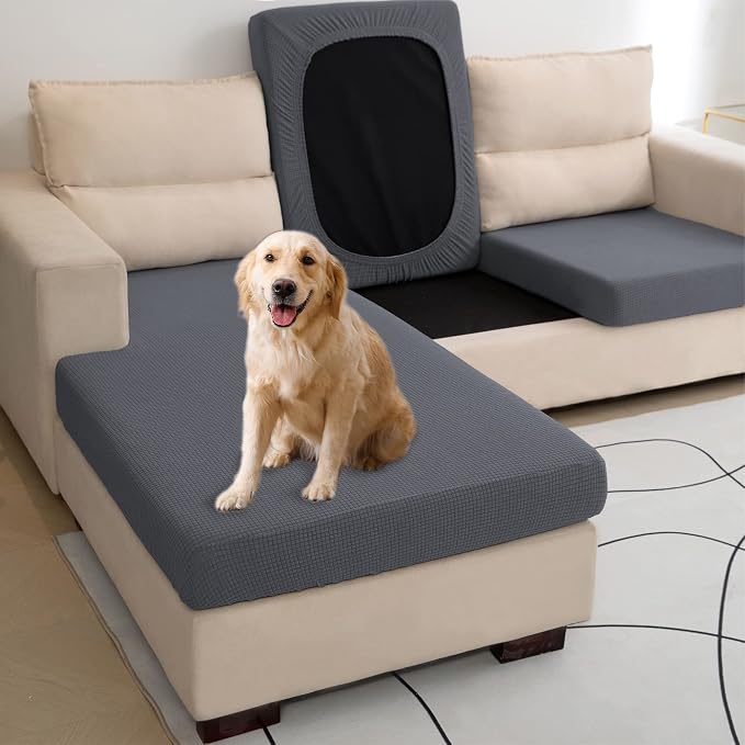Water Repellent L Shaped Couch Covers 4 Pieces Sofa Seat Cushion Slipcovers - Image 3