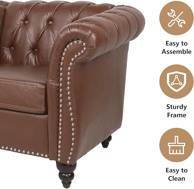 Mid-Century Sofa Chair, Faux Leather Accent Chair - Image 5