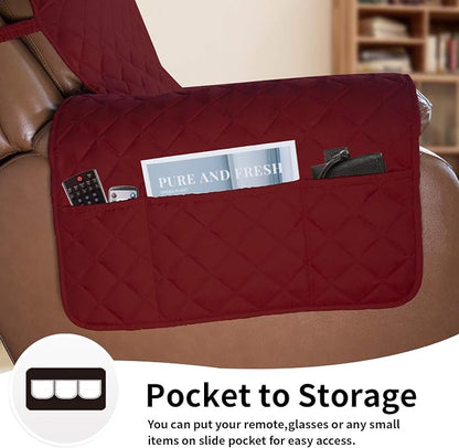 Easy-Going Reversible Couch Cover, Oversized Recliner, Christmas Red/Ivory | - Image 3