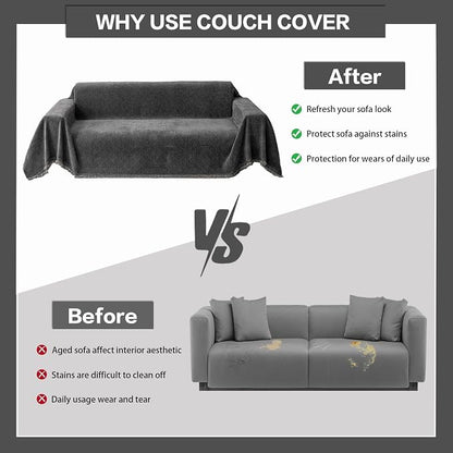 DREAMINGO Modern Chenille Couch Cover Blanket Washable Sofa Covers - Image 5