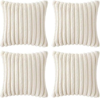 MIULEE Faux Fur Plush Decorative Throw Pillow Covers 20x20, Cream White | Set - Image 7