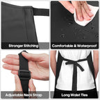 8 Pack Waterproof Rubber Vinyl Apron 40 Inch Chef Aprons for Men Heavy Duty Chemical Work Apron Extra Long Grilling Aprons with Adjustable Bib Apron for Dishwashing Lab Butcher Cooking Kitchen Black