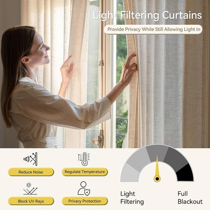 Liz Sheer Pinch Pleated Linen Curtains 95 Inches Long - Image 2