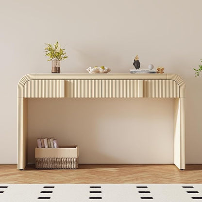 55'' Wood Console Table Sofa Table Entryway Table, Unique Modern Rounded - Image 8
