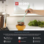 DI ORO Silicone Ladle – Soup Ladle for Cooking & Serving Heat-Resistant - Large Kitchen Soup Ladle Nonstick Cookware Safe - Soup Serving Spoon with Wide Bowl - Silicone Utensil Dishwasher Safe (Sage)