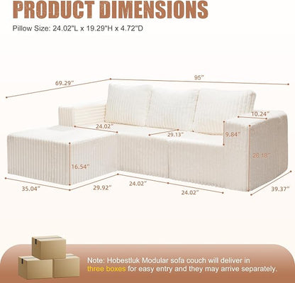 Hobestluk Modular Sectional Sofa Memory Foam Couch Oversized Sectional Sofa - Image 2
