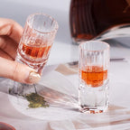 KAMMAK Crystal Shot Glasses Set of 2, Handcrafted Stemless White Shot Glasses, 0.77oz Engagement Gifts for Couples, Women, Men, Hand Blown