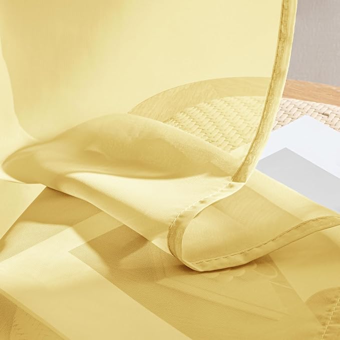 MIULEE Yellow Sheer Curtains 90 Inches Long 4 Panels 42 x 90 Inches | Light - Image 7