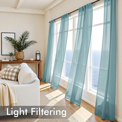 MIULEE Dusty Blue Sheer Curtains 72 Inches Long 4 Panels 42 x 72 Inches | Light - Image 4