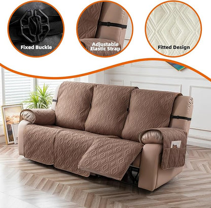 Genina Waterproof Couch Cover for Reclining Couch 3 Seater Non-Slip, Washable - Image 6