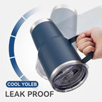 30 oz Tumbler with Handle and Lid, Stainless Steel Tumblers Bulk Double Wall Vacuum Insulated Travel Mug Leak Proof Cup Keep Drinks Cold and Hot Navy, 12 Pack