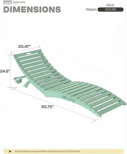 Folding HDPE Pool Lounge Chairs Set of 4, Pre-Assembled Outdoor Chaise Lounge - Image 2
