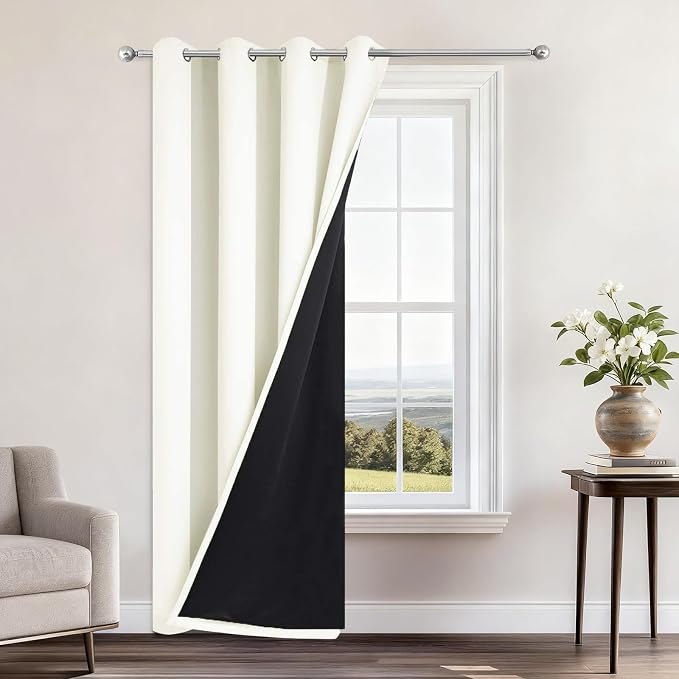 Yakamok Cream Blackout Curtains 96 Inches Long by Yakamok
