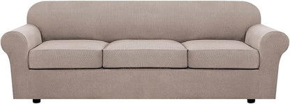 4 Piece Stretch Sofa Covers for 3 Cushion Couch Covers Furniture Slipcovers by HVERSAILTEX