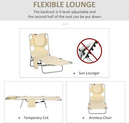 Outsunny Folding Beach Lounge Chair - Image 4