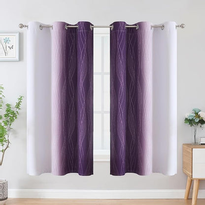 Purple and Greyish White Ombre Blackout Curtains - Image 2