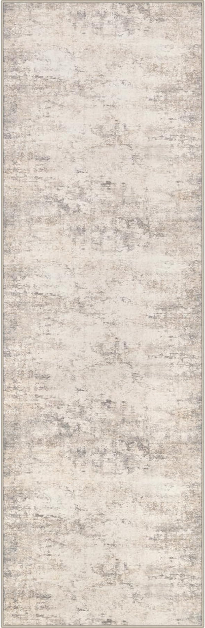 3x14 Washable Runner Rug：Modern Abstract Soft Carpet Brown Beige | by FXRHLP