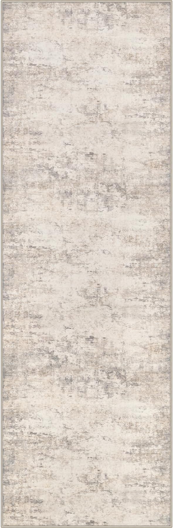 3x8 Washable Runner Rug：Modern Abstract Soft Carpet Brown Beige | by FXRHLP