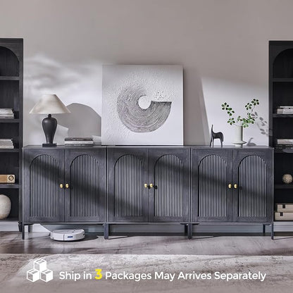 IFBUY Modern Sideboard Buffet Cabinet, 92.63" W Fluted Arched Buffet Cabinet - Image 8