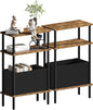 Narrow Side Table with Fabric Basket, Slim Nightstand with 3-Tier Storage Shelf by Unknown
