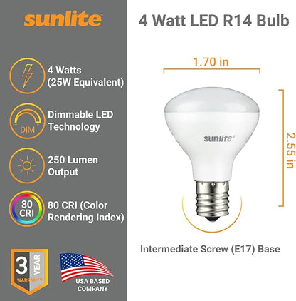 Sunlite LED R14 Mini Flood Light Bulbs, 4 Watts, 250 Lumens, Intermediate Base - Image 2