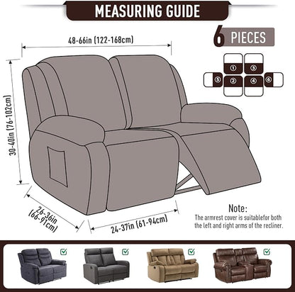 TAOCOCO Recliner Loveseat Slipcover, 6 Pieces Dual Recliner Sofa Covers - Image 5