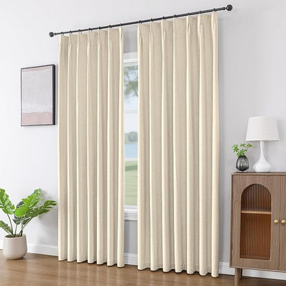 Joydeco Pleated Curtains for Living Room Bedroom, Linen Drapes 90 inch Length 2 - Image 4