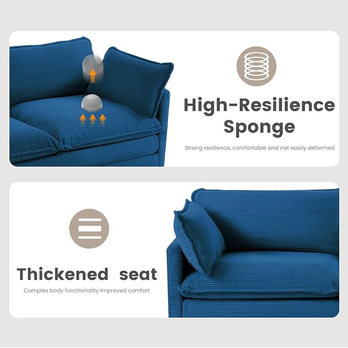 148'' Sectional Modular Cloud Couch, Oversized U Shaped 4 Seat Sofa - Image 5