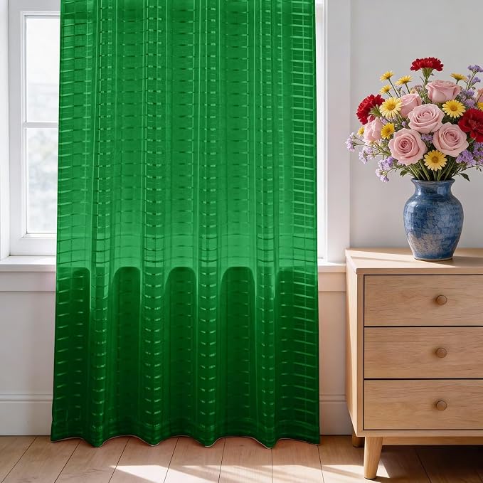 SpaceDresser Check Sheer Curtains 45 Inches Long - Image 3