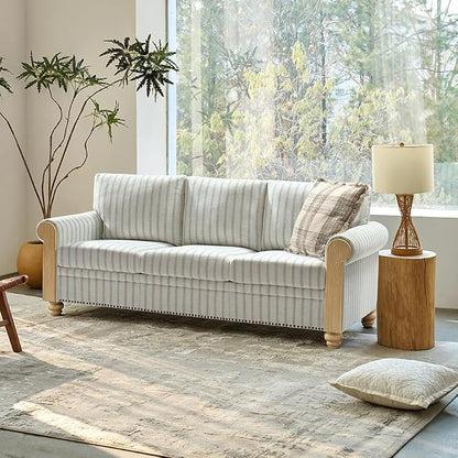EcoHarbor Living 3-Seater Couch, Stripe 81" Mid-Century Modern Upholstered Sofa by ECOHARBOR