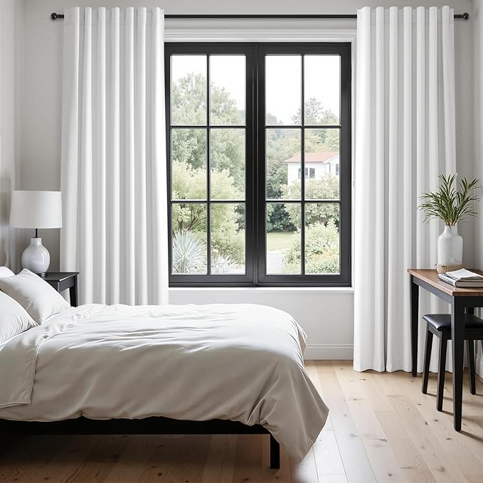Topfinel 95 inch Living Room Curtains 2 Panels 100% Blackout Linen Texture - Image 5
